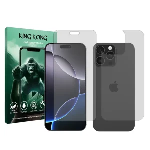 محافظ صفحه نمایش شفاف کینگ کونگ مدل Tough مناسب برای گوشی موبایل اپل iPhone 16 Pro Max به همراه محافظ پشت گوشی