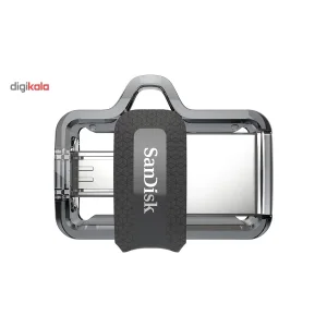فلش مموری دوکاره سن دیسک مدل Ultra Dual Drive M3.0 ظرفیت 128 گیگابایت با رابط USB3.0 و MicroUSB، سرعت خواندن تا 150 مگابایت بر ثانیه و پشتیبانی از اپلیکیشن SanDisk Memory Zone