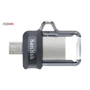 فلش مموری دوکاره سن دیسک مدل Ultra Dual Drive M3.0 ظرفیت 128 گیگابایت با رابط USB3.0 و MicroUSB، سرعت خواندن تا 150 مگابایت بر ثانیه و پشتیبانی از اپلیکیشن SanDisk Memory Zone