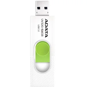 فلش‌مموری کشویی ای دیتا مدل UV320 ظرفیت 64 گیگابایت با رابط USB 3.2 Gen1 سرعت انتقال تا 10 گیگابیت بر ثانیه و سازگار با ویندوز، مک، لینوکس، گوشی و تلویزیون