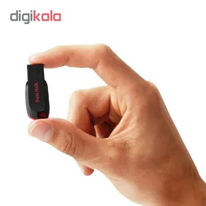 فلش مموری سن دیسک مدل Cruzer Blade CZ50 ظرفیت 32 گیگابایت با رابط USB 2.0، سرعت انتقال 480 مگابیت بر ثانیه، قابلیت رمزگذاری اطلاعات و بدنه مقاوم در برابر لک و اثر انگشت