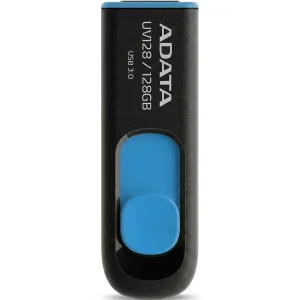 فلش مموری کشویی ای‌دیتا مدل DashDrive UV128 ظرفیت 128GB، رابط USB 3.0 با سرعت خواندن 90 و نوشتن 40 مگابایت بر ثانیه، طراحی بدون درپوش و بدنه مات ضدخش و گردوغبار