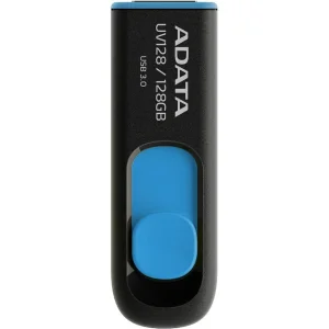 فلش مموری کشویی ای‌دیتا مدل DashDrive UV128 ظرفیت 128GB، رابط USB 3.0 با سرعت خواندن 90 و نوشتن 40 مگابایت بر ثانیه، طراحی بدون درپوش و بدنه مات ضدخش و گردوغبار
