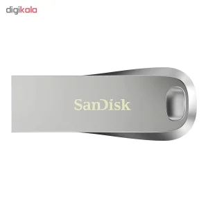فلش مموری سن دیسک مدل Ultra Luxe ظرفیت 128 گیگابایت با بدنه فلزی، رابط USB 3.1 Type-A، سرعت خواندن 150 مگابایت بر ثانیه و نرم‌افزار کدگذاری SanDisk Secure Access