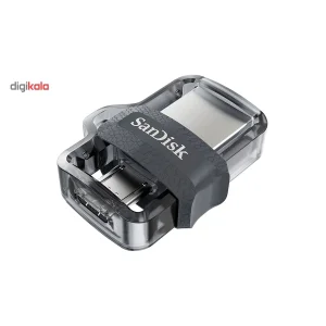 فلش‌مموری سن دیسک مدل Ultra Dual Drive M3.0 ظرفیت 256 گیگابایت با رابط USB3.0 و microUSB، سرعت خواندن تا 150 مگابایت بر ثانیه، طراحی کشویی و پشتیبانی از اپلیکیشن SanDisk Memory Zone