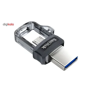 فلش‌مموری سن دیسک مدل Ultra Dual Drive M3.0 ظرفیت 256 گیگابایت با رابط USB3.0 و microUSB، سرعت خواندن تا 150 مگابایت بر ثانیه، طراحی کشویی و پشتیبانی از اپلیکیشن SanDisk Memory Zone