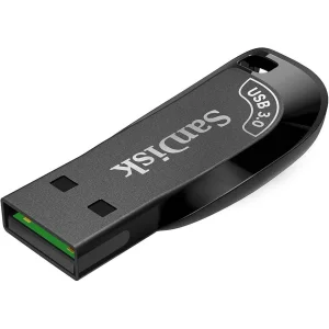 فلش مموری سن دیسک مدل ULTRA SHIFT CZ410 ظرفیت 32 گیگابایت، رابط USB 3.1 با سرعت خواندن 100 مگابایت بر ثانیه، مناسب ضبط خودرو و تلویزیون، دارای نرم‌افزار امنیتی SanDisk SecureAccess و بازیابی فایل RESCUEPRO DELUXE