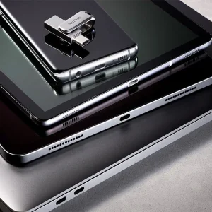 فلش مموری سن دیسک Ultra Dual Drive Luxe ظرفیت 256 گیگابایت با طراحی چرخشی، دو رابط USB Type-C و USB Type-A، استاندارد USB 3.2 Gen1، بدنه فلزی و سازگار با تبلت، گوشی، کامپیوتر و مک