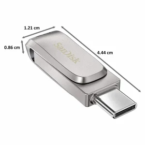 فلش مموری سن دیسک مدل Luxe ظرفیت 32 گیگابایت سرعت خواندن 150 مگابایت بر ثانیه اتصال USB-C طراحی ساده و وزن 19 گرم
