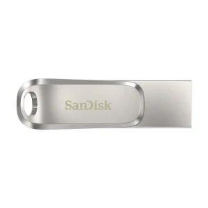فلش مموری 128 گیگابایت سن دیسک مدل Ultra Dual Drive Luxe با دو رابط USB Type-C و USB Type-A، سرعت انتقال 150 مگابایت بر ثانیه، بدنه فلزی و سازگار با ویندوز، مک، اندروید و iOS