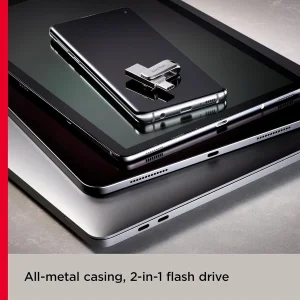 فلش مموری سن دیسک Ultra Dual Drive Luxe ظرفیت 1 ترابایت با دو رابط USB Type-C و USB Type-A، طراحی تاشو، فلزی، سازگار با ویندوز، مک، اندروید و iOS، استاندارد USB 3.2 Gen2