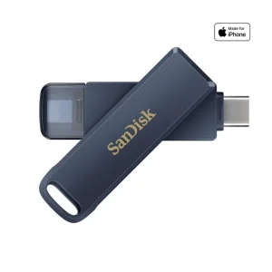 فلش مموری سن دیسک مدل PHONE DRIVE ( LIGHTNING / TYPE-C ) ظرفیت 256 گیگابایت با رابط لایتنینگ، USB Type-C