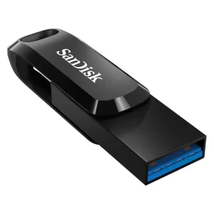 فلش مموری سن دیسک 64 گیگابایت مدل Ultra Dual Drive Go با دو رابط USB Type-C و USB Type-A، استاندارد USB 3.2 Gen1، طراحی چرخشی، سازگار با اندروید، iOS، ویندوز و مک، مناسب گوشی، تبلت، کامپیوتر و تلویزیون