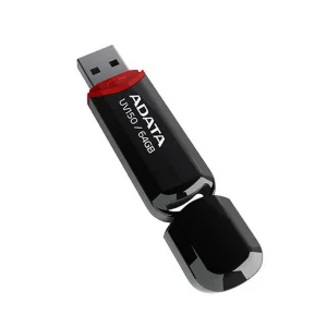 فلش مموری ای دیتا مدل UV150 ظرفیت 64 گیگابایت، رابط USB 3.2 Gen1 با سرعت خواندن 100 مگابایت بر ثانیه، درپوش‌دار، سازگار با ویندوز، مک و لینوکس، مناسب موبایل، تبلت، لپ‌تاپ و تلویزیون