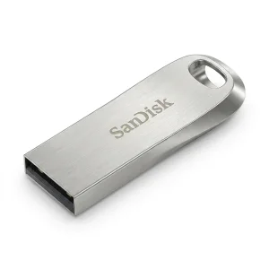 فلش مموری سن دیسک Ultra Luxe ظرفیت 64 گیگابایت با رابط USB 3.1 سرعت خواندن تا 150 مگابایت بر ثانیه، بدنه فلزی مقاوم، پشتیبانی از نرم‌افزار رمزگذاری اطلاعات