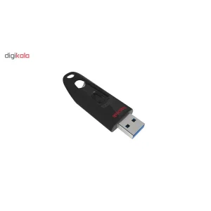 فلش مموری کشویی سن دیسک مدل CZ48 ظرفیت 128 گیگابایت با رابط USB 3.0، سرعت انتقال تا 100 مگابایت بر ثانیه، سازگار با USB 2.0 و قابلیت رمزنگاری اطلاعات