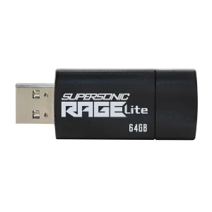 فلش مموری 64 گیگابایت پتریوت مدل Patriot RAGE LITE با رابط USB 3.2 سرعت انتقال تا 120 مگابایت بر ثانیه، مقاوم در برابر آب، ضربه، شوک و گرد و غبار، طراحی کشویی محافظ پورت، سازگار با ویندوز 7 تا 10، لینوکس و مک او اس