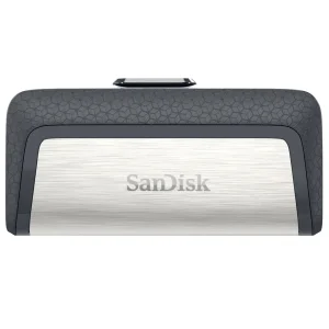 فلش‌مموری سن‌دیسک مدل Ultra Dual Drive USB Type-C ظرفیت 32 گیگابایت با دو درگاه USB3.1 و USB Type-C، سرعت انتقال تا 130 مگابایت بر ثانیه، قابلیت اتصال به گوشی و تبلت، طراحی جمع‌وجور و بدنه ترکیبی فلز و پلاستیک
