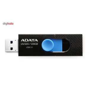 فلش مموری ای دیتا مدل UV320 ظرفیت 128 گیگابایت با درگاه USB 3.1 کشویی و سازگار با ویندوز، مک و لینوکس، انتقال داده با سرعت 10 گیگابیت بر ثانیه و طراحی جمع‌وجور