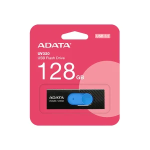 فلش مموری ای دیتا مدل UV320 ظرفیت 128 گیگابایت با درگاه USB 3.1 کشویی و سازگار با ویندوز، مک و لینوکس، انتقال داده با سرعت 10 گیگابیت بر ثانیه و طراحی جمع‌وجور