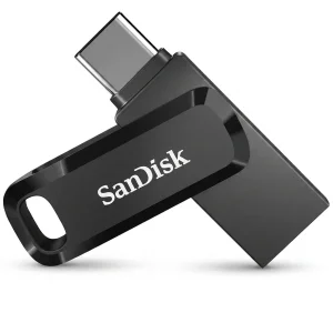 فلش مموری سن دیسک مدل Ultra Dual Drive ظرفیت 128 گیگابایت با طراحی دو کانکتوره USB و Type-C و وزن 10 گرم