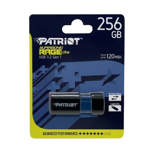 فلش مموری پتریوت مدل Patriot RAGE LITE ظرفیت 256 گیگابایت USB 3.2 Gen 1 با سرعت خواندن 120 مگابایت بر ثانیه، مقاوم در برابر آب، ضربه، شوک، لرزش و گرد و غبار، طراحی کشویی محافظ پورت