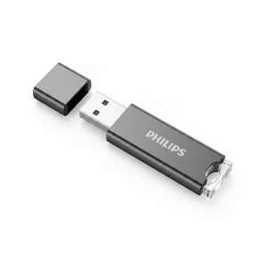 فلش مموری فیلیپس FM10UA ظرفیت 32 گیگابایت با رابط USB 2.0، سازگار با ویندوز، مک و لینوکس، سرعت خواندن 30 مگابایت بر ثانیه، سرعت نوشتن 15 مگابایت بر ثانیه، ضد خش و ضد اثر انگشت