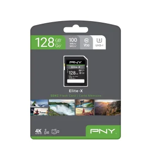 کارت حافظه SDXC پی ان وای مدل Elite-x کلاس 10 استانداردUHS-I U3سرعت 100MB/sظرفیت 128گیگابایت