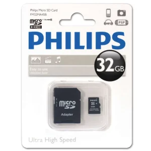 کارت حافظه‌ microSDHC فیلیپس مدل FM32MA45B کلاس 10 استاندارد U1 ظرفیت 32 گیگابایت به همراه آداپتور SD