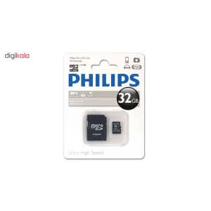 کارت حافظه‌ microSDHC فیلیپس مدل FM32MA45B کلاس 10 استاندارد U1 ظرفیت 32 گیگابایت به همراه آداپتور SD