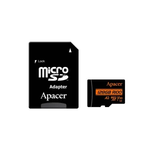 کارت حافظه microSDXC اپیسر مدل AP64G استاندارد HS-I U3 V30 A2 سرعت 100MBps ظرفیت 128 گیگابایت همراه با آداپتور SD
