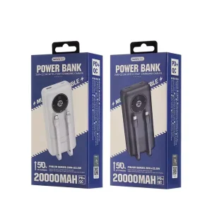 پاوربانک ریمکس مدل Fast Charge 2way ظرفیت 20000 میلی آمپر ساعت به همراه کابل USB-C و لایتنینگ