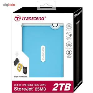هارد اکسترنال ترنسند مدل StoreJet 25M3 ظرفیت دو ترابایت دارای رابط USB Type-A 2.0