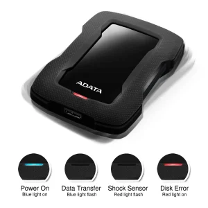 هارد اکسترنال ای دیتا مدل HD330 ظرفیت دو ترابایت دارای رابط USB Type-A 3.2