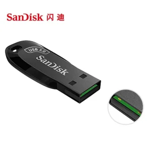 فلش مموری 64 گیگابایت سن دیسک مدل ULTRA SHIFT CZ410 با رابط USB 3.1، سرعت خواندن 100 مگابایت بر ثانیه، نرم‌افزار امنیتی SanDisk SecureAccess و بازیابی فایل RESCUEPRO Deluxe، مناسب ضبط خودرو و تلویزیون