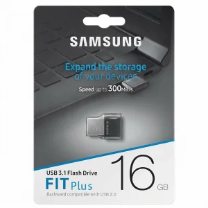 فلش مموری 16 گیگابایت سامسونگ مدل Fit Plus USB3.1 با طراحی بندانگشتی، مقاوم در برابر آب، ضربه، شوک و گرد و غبار و سازگار با همه سیستم‌عامل‌ها