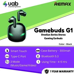 هدفون بلوتوثی ریمکس مدل G1 دارای نویزکسنلینگ (ENC)، درگاه شارژ USB Type-C، پشتیبانی از فرمان لمسی