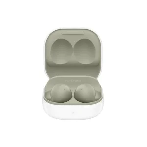 هدفون بلوتوثی سامسونگ مدل Galaxy Buds 2 با نویز کنسلینگ فعال (ANC)، درگاه شارژ USB Type-C، دارای میکروفون داخلی و دو میکروفون خارجی، مقاوم در برابر رطوبت و عرق