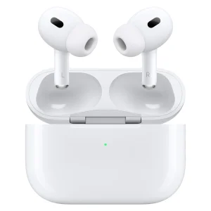 هدفون بلوتوثی اپل مدل AirPods Pro 2nd Generation با نویز کنسلینگ فعال (ANC)، نویز کنسلینگ میکروفون (ENC)، درگاه شارژ USB Type-C، با قابلیت شارژ بی‌سیم، دارای میکروفون دوگانه از نوع Beamforming، مقاومت در برابر رطوبت و عرق