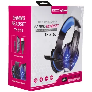 هدست گیمینگ تسکو مدل TH 5153 بدون قابلیت نویز کنسلینگ، درگاه USB، دارای میکروفون قابل چرخش با حساسیت -42 دسی‌بل