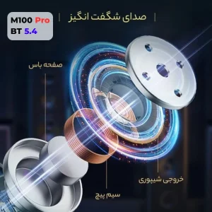 هدفون بلوتوثی مدل MIOO PR0 دارای نویز کنسلینگ میکروفون و نویز کنسلینگ بدنه (ENC)، درگاه شارژ MicroUSB، شارژ معکوس، دارای نمایشگر روی صفحه محفظه شارژ، نشانگر LED، پشتیبانی از فرمان لمسی، مقاومت در برابر رطوبت و عرق