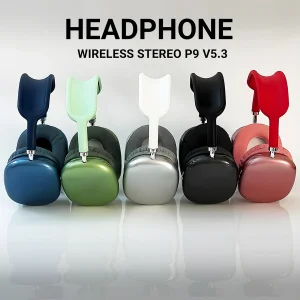 هدفون بلوتوثی مدل HEADPHONE WIRELESS STEREO P9 V5.3 بدون نویز کنسلینگ، درگاه شارژ USB Type-C، با قابلیت اتصال به 2 دستگاه همزمان، دارای باتری قابل شارژ، اتصال دوگانه (بی‌سیم و ‌)، دارای نشانگر LED، دارای شیار کارت حافظه