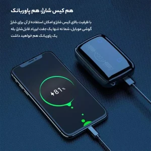 هدفون بلوتوثی مدل M19 بدون قابلیت نویز کنسلینگ، درگاه شارژ USB Type-C، قابلیت استفاده به صورت پاوربانک، دارای نشانگر LED، دارای صفحه نمایش روی محفظه
