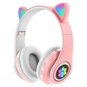 هدفون بلوتوثی مدل Earcat-B39 بدون قابلیت نویز کنسلینگ، درگاه شارژ microUSB، دارای میکروفون داخلی، با قابلیت تنظیم اندازه سری هدفون، دارای نورپردازی RGB