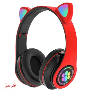 هدفون بلوتوثی مدل Earcat-B39 بدون قابلیت نویز کنسلینگ، درگاه شارژ microUSB، دارای میکروفون داخلی، با قابلیت تنظیم اندازه سری هدفون، دارای نورپردازی RGB