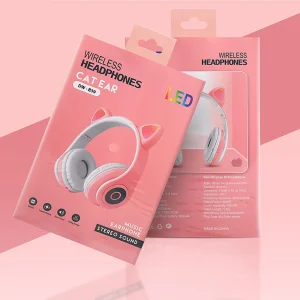 هدفون بلوتوثی مدل Earcat-B39 بدون قابلیت نویز کنسلینگ، درگاه شارژ microUSB، دارای میکروفون داخلی، با قابلیت تنظیم اندازه سری هدفون، دارای نورپردازی RGB