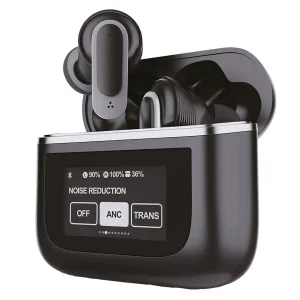 هدفون بلوتوثی لوکسار مدل V8 دارای نویز کنسلینگ فعال (ANC) و نویز کنسلینگ میکروفون (ENC)، درگاه شارژ UBC Type-C، دارای نمایشگر روی محفظه شارژ
