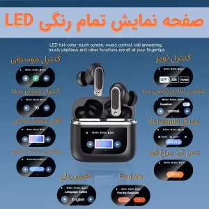 هدفون بلوتوثی لوکسار مدل V8 دارای نویز کنسلینگ فعال (ANC) و نویز کنسلینگ میکروفون (ENC)، درگاه شارژ UBC Type-C، دارای نمایشگر روی محفظه شارژ