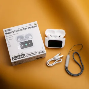 هدفون بلوتوثی ریمکس مدل CozyPods W30N دارای نویز کنسلینگ فعال (ANC)، درگاه شارژ USB Type-C، دارای نمایشگر روی صفحه محفظه شارژ