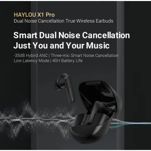 هدفون بلوتوثی هایلو مدل X1 Pro با نویز کنسلینگ فعال (ANC)، درگاه شارژ USB Type-C، دارای سه میکروفون در هر ایرباد، مقاوم در برابر پاشش آب (IPX4)